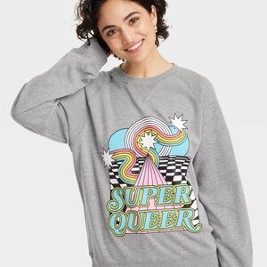 Pride Super Queer Sweatshirt Heather Gray 3X